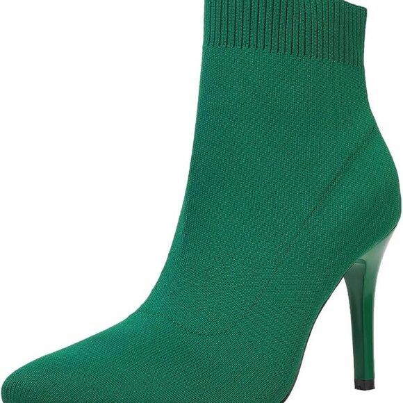 Women Sock Ankle Boots Stiletto Heels Pointed Toe Dressy Short Size 6-12 - Picture 1 of 7